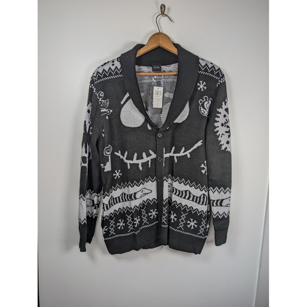 The Nightmare Before Christmas Jack Skellington Cardigan Sweater Size Large NEW